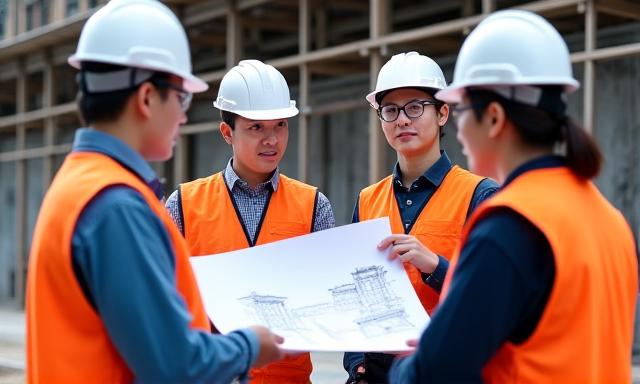 문화유산 복원 현장에서 전문가들이 회의하는 모습